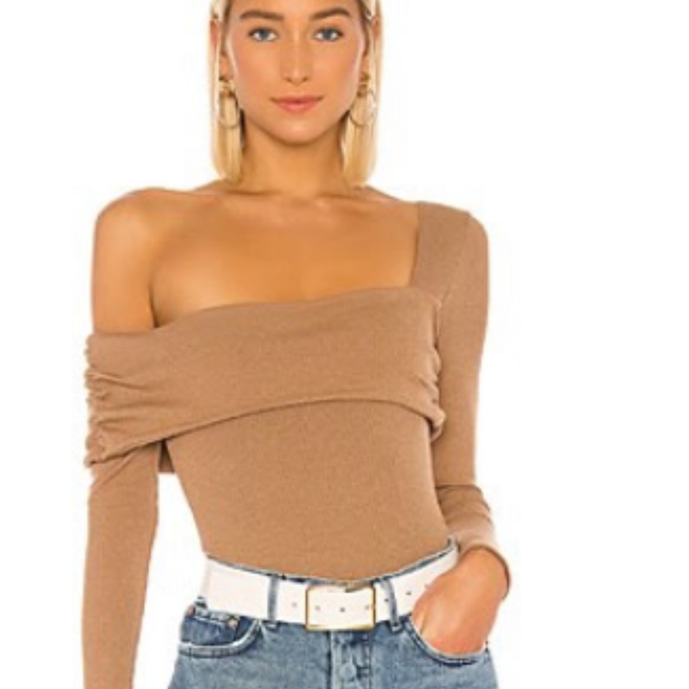 Asymmetrical Brown Longsleeve Bodysuit